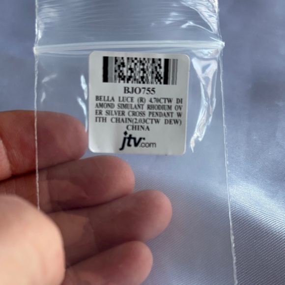 JTV Bella Luce 4.70ctw Diamond Simulant Rhodium over Silver Cross Necklace - Picture 7 of 9